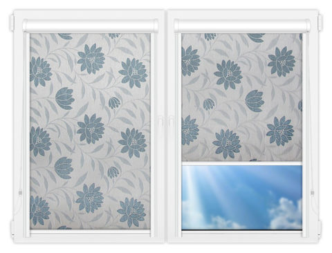 Рулонные кассетные шторы УНИ - Далия-голубой на пластиковые окна