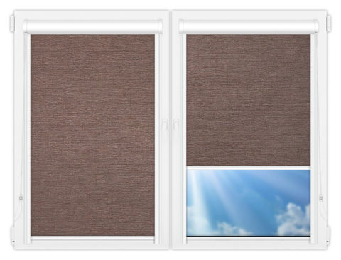 Рулонные кассетные шторы УНИ - Валенсия-коричневый на пластиковые окна