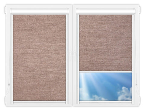 Рулонные кассетные шторы УНИ - Валенсия-темно-бежевый на пластиковые окна